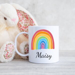 Personalised rainbow mugs, Ceramic mug. Enamel mug, Gift for a friend, Gift for a Bridesmaid, Personalised gift, pair of mugs