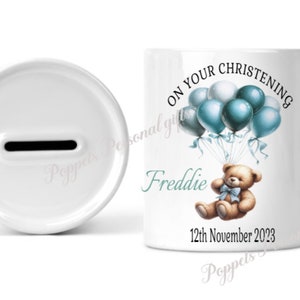 Personalised Christening Money box, Gift for kids, New born gift, First money box, Childs keepsake. Godparent gift, Piggy bank