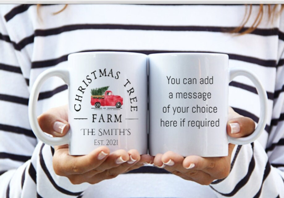 Personalised Christmas mug and optional coaster. Family Christmas mug. Newly married Christmas Mug. First Home mug. Movie night.