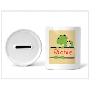 Personalised dinosaur kids money box