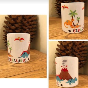 Personalised dinosaur money box. Gift for kids. Custom name money box. Childs piggy bank. First money box, Childs Keepsake. Nursery Decor.