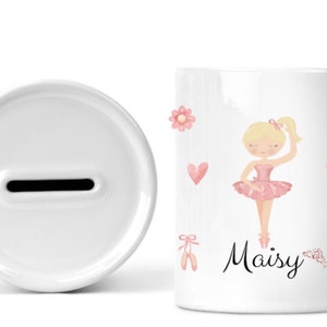 Personalisierte Ballerina Spardose. Spardose, Mädchen Spardose, Taufgeschenk, Erste Spardose, Geschenk für ein Mädchen, Wunsch Ballerina