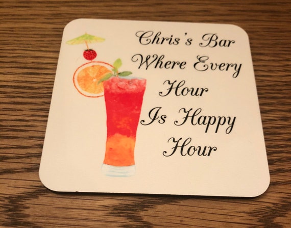 Happy Hour Personalised Cocktail Coaster