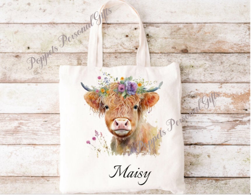Highland cow tote bag hotsell
