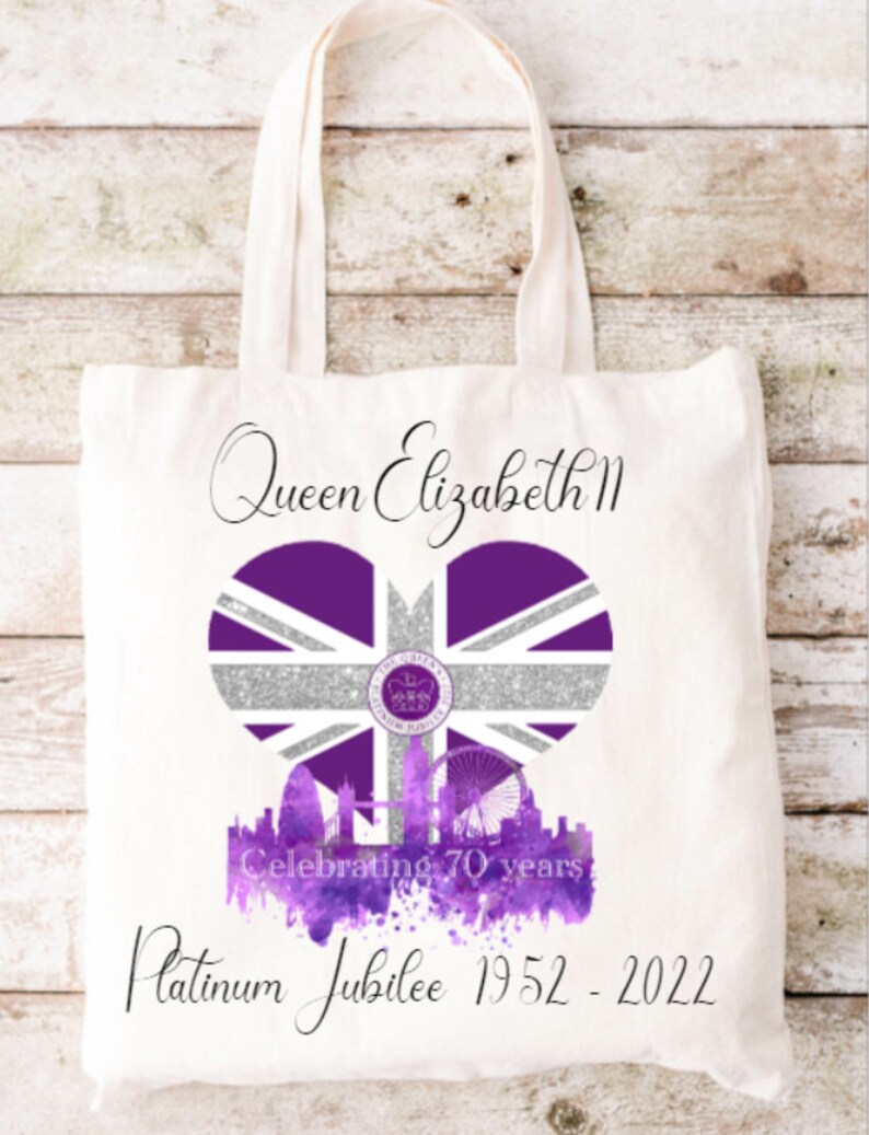 Queens Platinum Jubilee Tote Bag. Queens 70 Years. 19522022. Royal