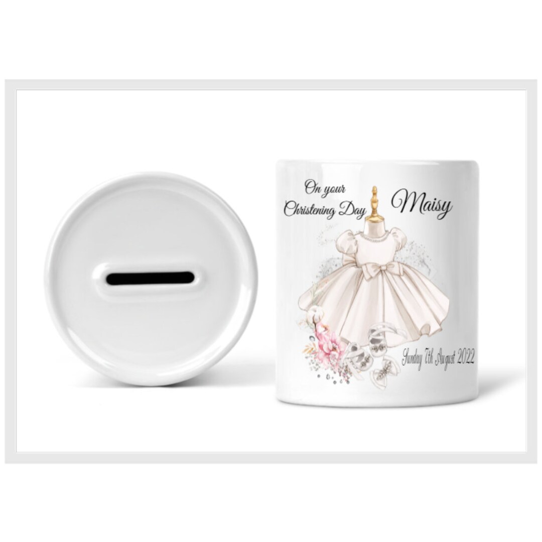 Personalised Christening Money Box. Child's First Money Box. Baptism