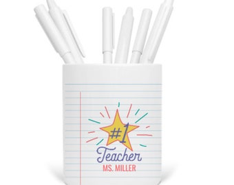 Personalised Teachers pencil pot. Teachers gift. end of year gift. Teachers gift. Pencil holder. Personalised Desk organiser. Head Teacher.