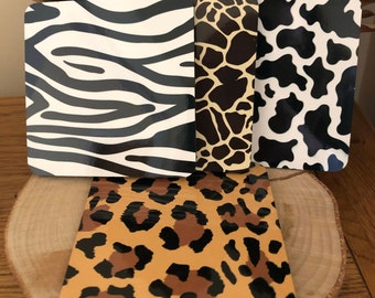 Animal Print Coaster sets. Various animal printed Coasters. Coaster sets. Animal print Gift. House warming gift. Wedding gift. Engagement
