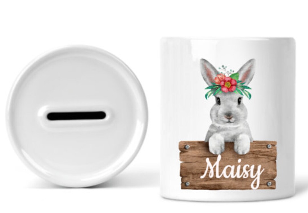 Sooty Rabbit Money Box Personalised Rabbit Money Box. Easter Money Box. Personalised Gift ...
