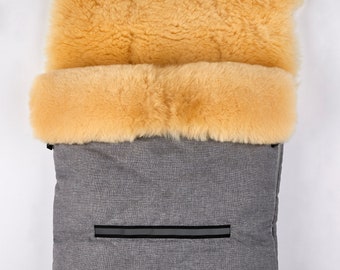 Stroller lambskin sheepskin footmuff, medically tanned, universal size, Kiwa, Buggy, Bicycle Trailer, Winter footmuff FS-06, Stockholm
