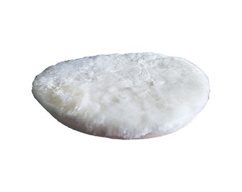 Real sheepskin chair cushion, seat cushion | White Lambskin Chair Cushion | Sheepskin seat cover | Seat cushion memory foam filling round 38 cm