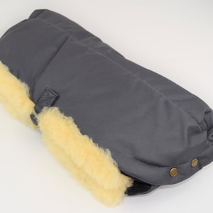 Naturasan lambskin hand warmer, warm stroller hand muff with lambskin sheepskin lining, muff, Kiwa, buggy, jogger, bike trailer, HW-02