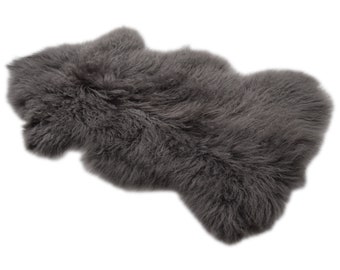 Naturasan Tibet piel de cordero, aspecto de pelo largo, finamente rizado, estilo cordero mongol, lujo y luz, diseño clásico, color gris