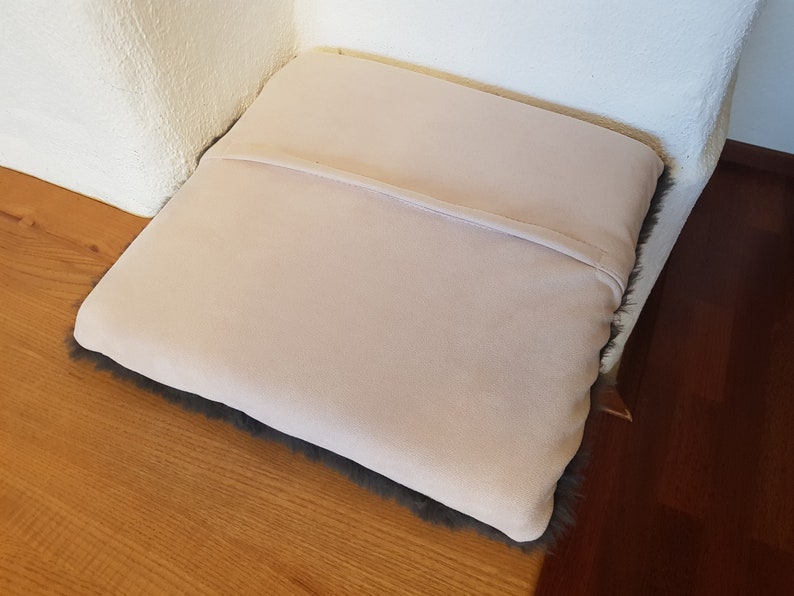 Coussin de chaise en peau de mouton véritable, coussin de siège Coussin de chaise en peau d'agneau blanc Housse de siège en peau de mouton Coussin d'assise avec rembourrage en mousse à mémoire de forme 40x40 image 10