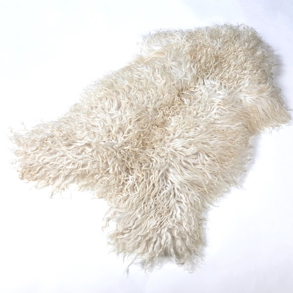 Naturasan ISLAND lamsvacht schapenvacht, langharige look, gekruld, Gotland-stijl, kleur natuurlijk wit/ivoor