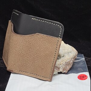Cuero genuino, cuero de 5-6oz, hecho a mano, cosido a mano, cartera de estilo minimalista, nuevo, hilo encerado de nylon, hecho en los EE.UU., billetera estilo bifold