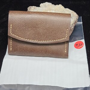 Monedero de cuero genuino hecho a mano cartera de estilo horizontal, cierre magnético de acero inoxidable, nueva mano hecha, cosido a mano, hilo encerado