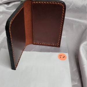 Cuero genuino, hecho a mano, cosido a mano, hilo encerado cavalier cognac cuero, hecho en los EE.UU., nueva cartera, cuero natural, bonito regalo
