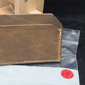 Cuero genuino, cartera de cuero natural hecha a mano, marrón buckaroo color crazyhorse, nuevo, cosido a mano, hecho en los EE.UU., hecho a mano