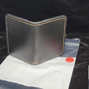 Cartera de cuero negro de lujo de cuero genuino, hecha a mano, cosida a mano con hilo de nylon encerado, nueva piel negra de primera calidad, hecha en EE.UU.