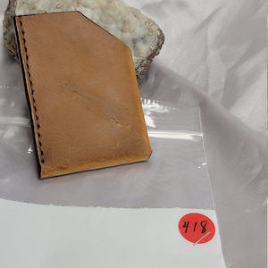 Genuine Leather, 2 card pockets holder, new hand made,  hand stitched with waxed nylon thread,  new, Natural leather,  made in the USA