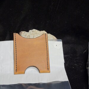 Genuine Leather #5 card holder, single pocket, for up to 4 cards and cash,new, Natural leather, made in the USA, hand stitched, hand made