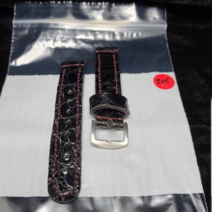 Genuine Leather, black cocodrile leather band, 22mm ,new ,handmade, hand stitched, nylon waxed thread made in the USA hamd crafted