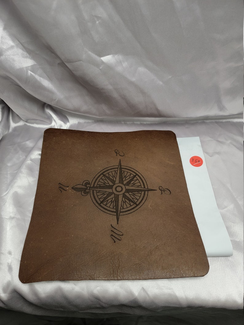 black painted edges,hand made,nice design,made in the USA,really good feeling soft leather mouse pad laser engraved new Genuine Leather