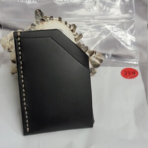 Cuero genuino, cuero premium de York negra, nuevo, hecho a mano, hecho a mano, hecho a mano, hecho en los EE.UU., cartera de estilo minimalista, hecho a mano, cosido a mano