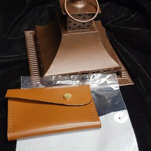 Genuine Leather  #9, bifold wallet, Italian deluxe calf tan, new, snap on closure, hand stitched, minimalist, waxed thread, made in the USA