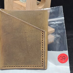 Cuero genuino, 2 cartera de bolsillo, hecho a mano, cosido a mano, cartera de estilo minimalista, marrón buckaroo color crazyhorse, nuevo, hecho en los EE.UU.