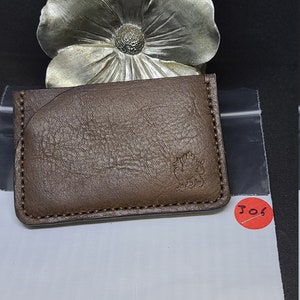 Genuine Leather minimalist style wallet,  hand made, hand stitched, 3 pocket, card holder,  new, natural leather,  made in the USA