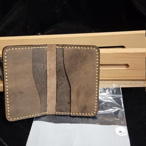 Genuine Leather #18 ,Natural leather, gift,hand made, hand stitched with waxed nylon thread Made in the USA, 4 card pockets, new, minimalist