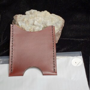 Genuine Leather, #1, minimalist style card holder, single pocket, Natural leather, Italian deluxe chili calf color, made in the USA, new