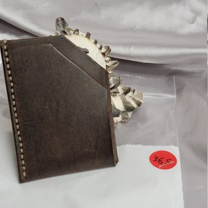 Cuero genuino, cuero marrón marmolado, nuevo, hecho a mano, hecho a mano, hecho a mano, hecho en los EE.UU., cartera de estilo minimalista, hecho a mano, cosido a mano