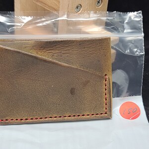 billetera de cuero genuino, billetera de estilo minimalista, nuevo, soporte de tarjeta, 2 cartera de bolsillo, hecha a mano, cosida a mano, color marrón buckaroo crazyhorse