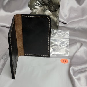 Cuero genuino, hecho a mano cosido a mano con hilo de nylon encerado, cartera nueva, estilo bifold, nuevo color negro marmolado, hecho en los EE.UU.