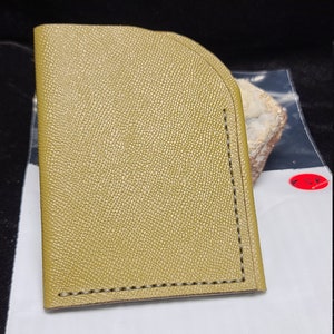 Cuero genuino, cosido a mano con hilo de nylon encerado, nueva, cartera de bolsillo, piel en relieve de olivo, hecho en los EE.UU., hecho a mano