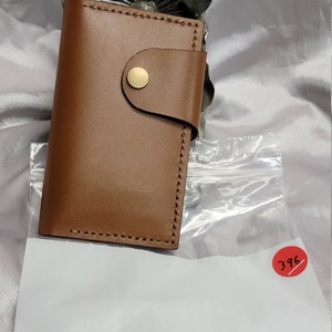 Cuero genuino, cartera vertical hecha a mano cosida a mano con hilo de nylon encerado, cuero natural, bronceado italiano de becerro deluxe, hecho en los EE.UU.