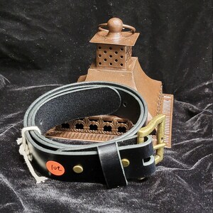 Genuine Leather, #102, size 32, black leather belt, antique bronze hardware,  new ,gand madw, hand crafted, made in the USA,  nice gift,