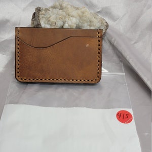 Cartera genuina hecha a mano de cuero, 3 bolsillos, estilo vertical, estilo minimalista, cuero marrón Chromepack2030, cosido a mano, hilo encerado de nylon