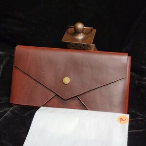 Cuero genuino, hecho a mano mujer Clutch cuero cartera bolso titular de la tarjeta, nuevo, Cavalier coñac color, hecho en los EE.UU., regalo, billetera grande