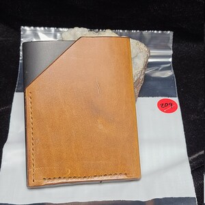 Monedero de cuero minimalista de cuero genuino, hecho a mano, 3 cartera de bolsillo, nuevo, puntada de mano, dos bolsillos de la tarjeta, cuero genuino, hecho en los EE.UU.