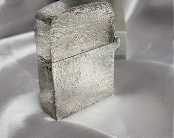 Sterling Silver. 925 Zippo Lighter Case, Patina Darkened, Textured