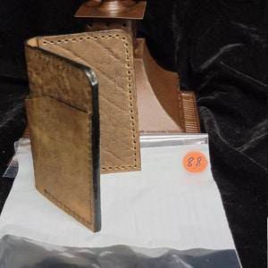 Genuine Leather, bifold wallet,  minimalist style wallet, 2 card pockets and bill slot, new ,handmade, hand stitched with waxed thread, new