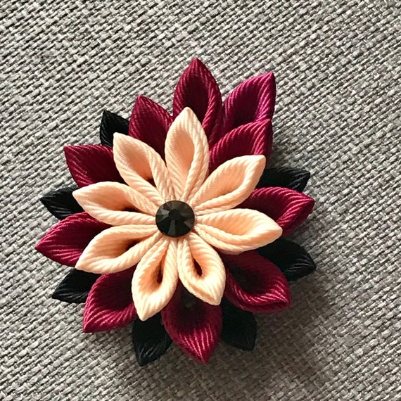 Burgundy Flower Lapel Pin