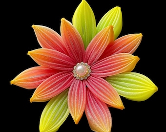 Spilla con fiore in organza: spilla in tessuto Tsumami Kanzashi