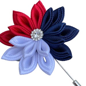 Lapel Pin Kanzashi Flower Patriotic Lapel Pin American Flag