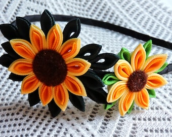 Sunflower Headband Fabric Flower Sunflower Kanzashi