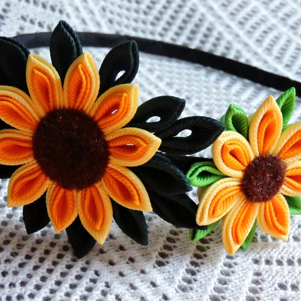 Sunflower Headband Fabric Flower Sunflower Kanzashi